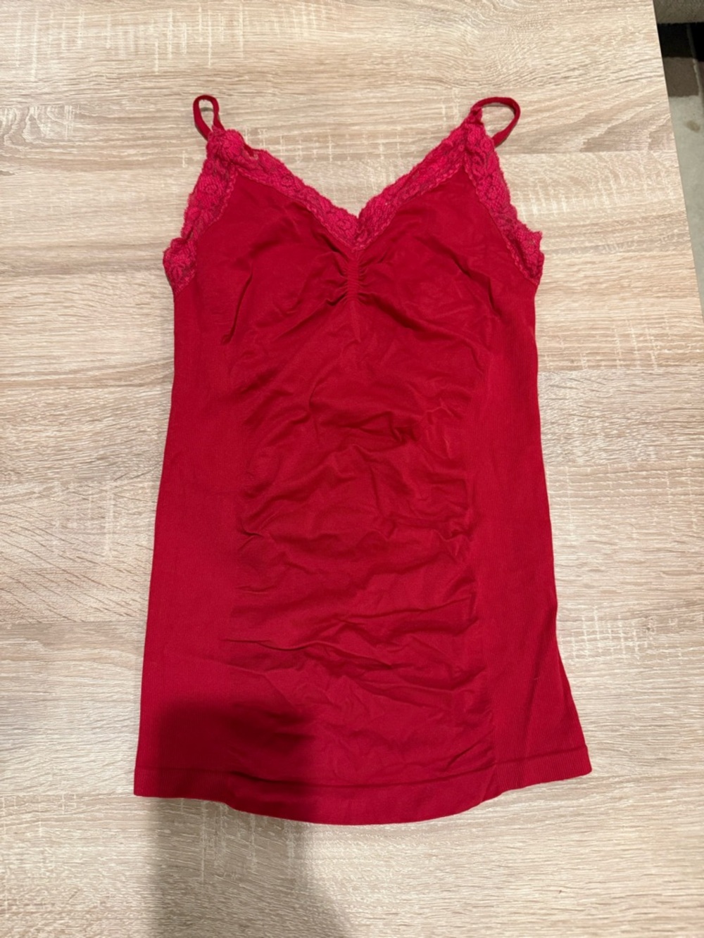 Prime Cut Red And Pink Lace Trim Cami Set